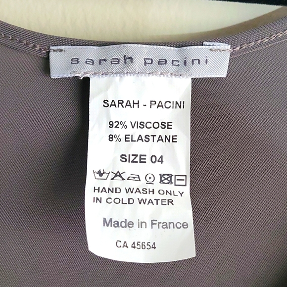 Sarah Pacini Shear Taupe Tunic with Lettuce Hem Size 4 - Picture 2 of 7